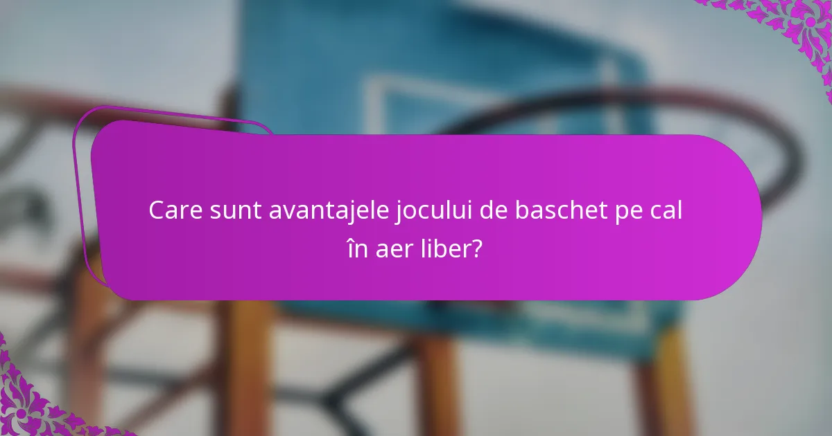 Care sunt avantajele jocului de baschet pe cal în aer liber?