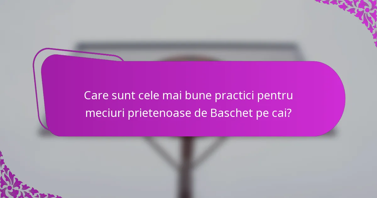 Care sunt cele mai bune practici pentru meciuri prietenoase de Baschet pe cai?