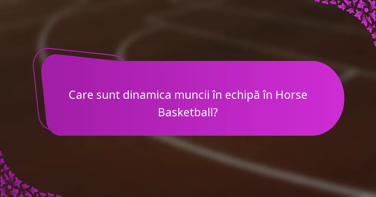 Care sunt dinamica muncii în echipă în Horse Basketball?