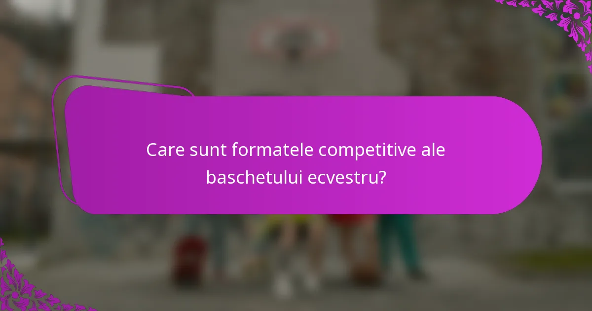 Care sunt formatele competitive ale baschetului ecvestru?