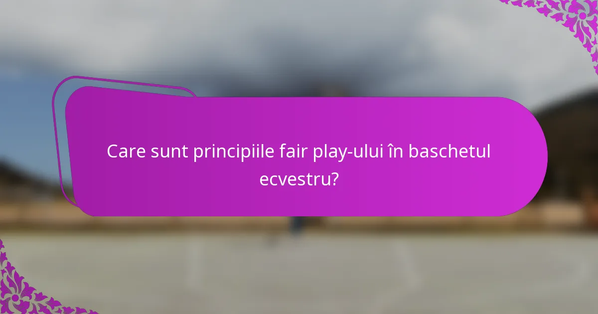 Care sunt principiile fair play-ului în baschetul ecvestru?