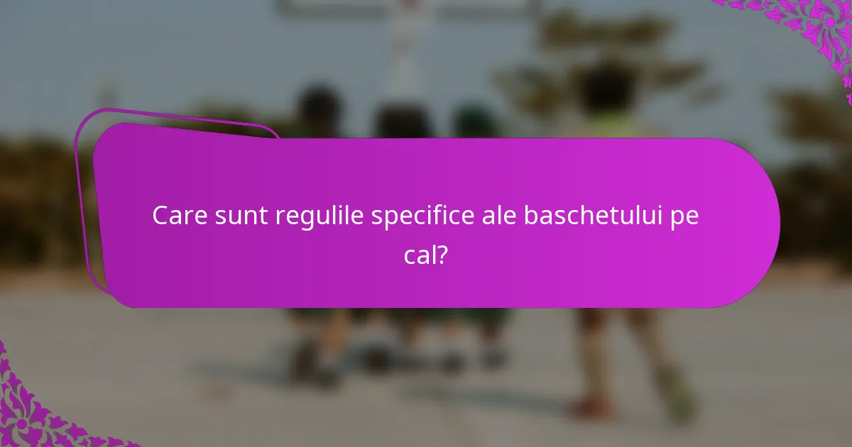 Care sunt regulile specifice ale baschetului pe cal?