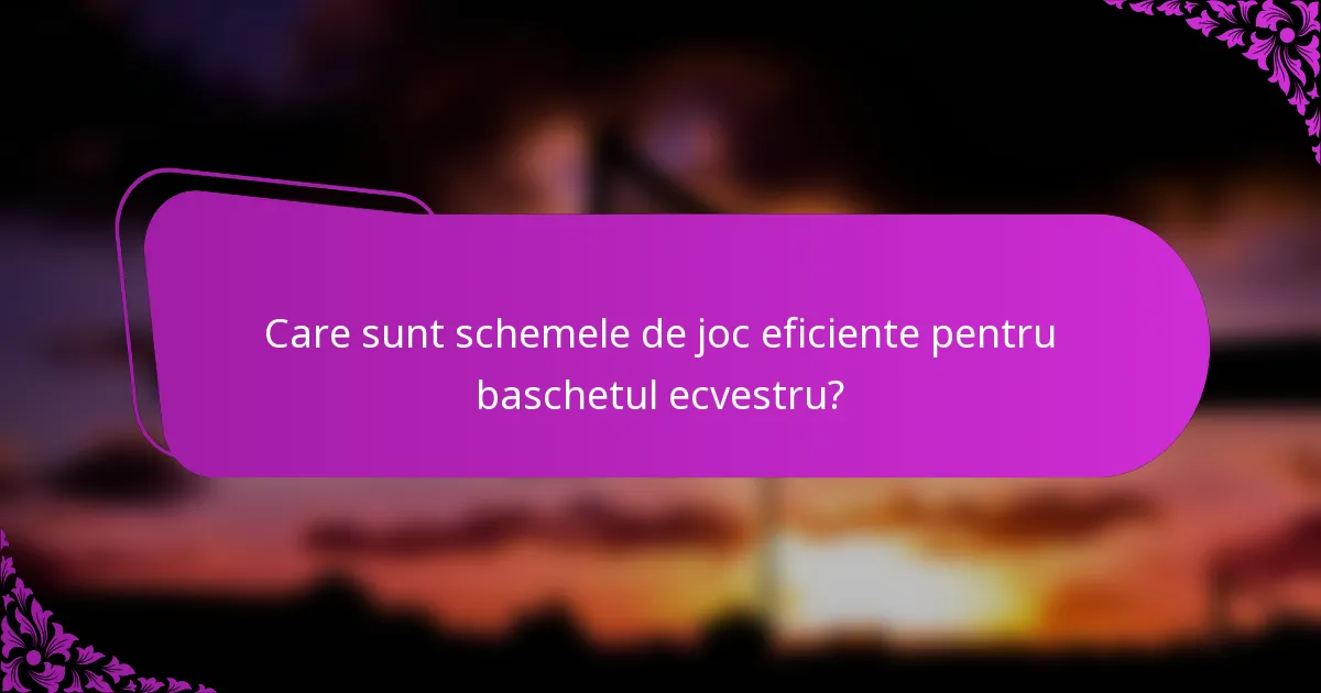 Care sunt schemele de joc eficiente pentru baschetul ecvestru?
