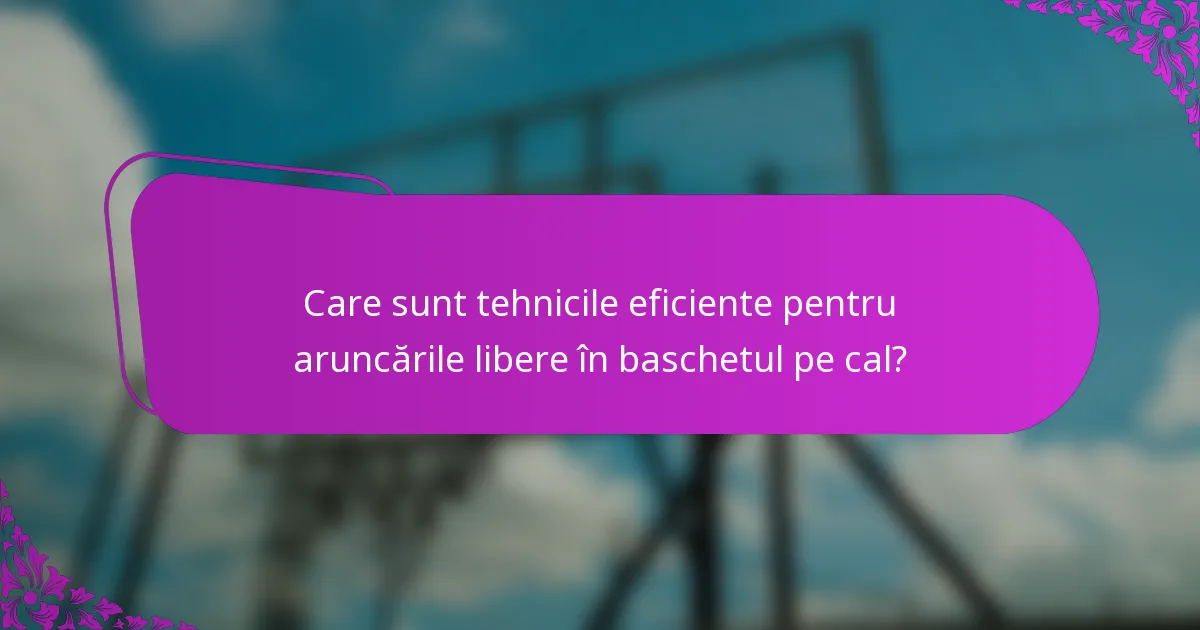 Care sunt tehnicile eficiente pentru aruncările libere în baschetul pe cal?