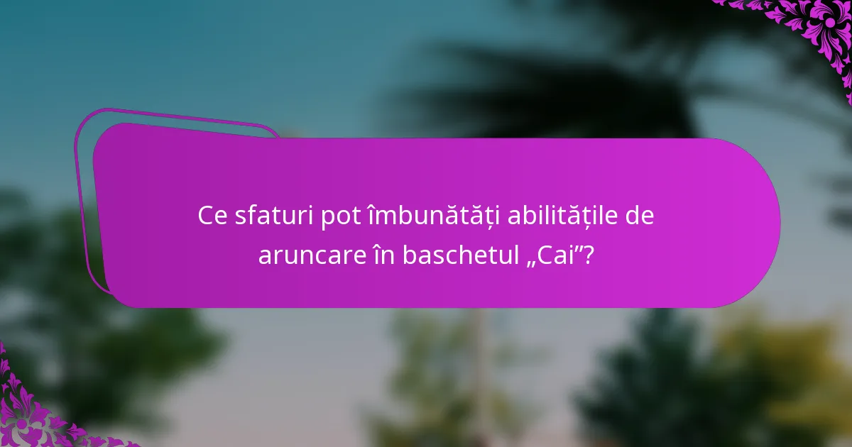 Ce sfaturi pot îmbunătăți abilitățile de aruncare în baschetul „Cai”?