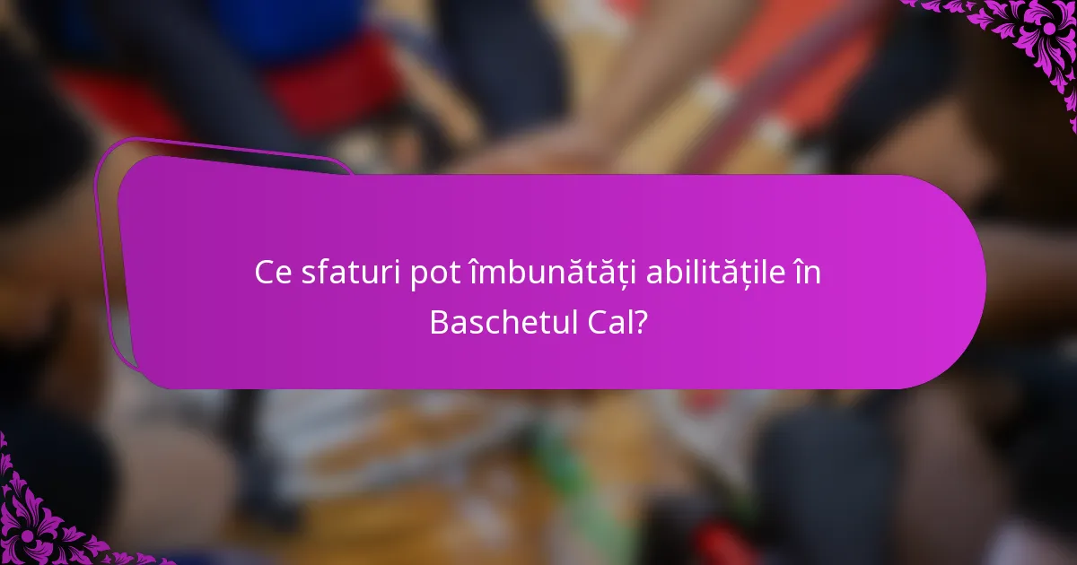 Ce sfaturi pot îmbunătăți abilitățile în Baschetul Cal?