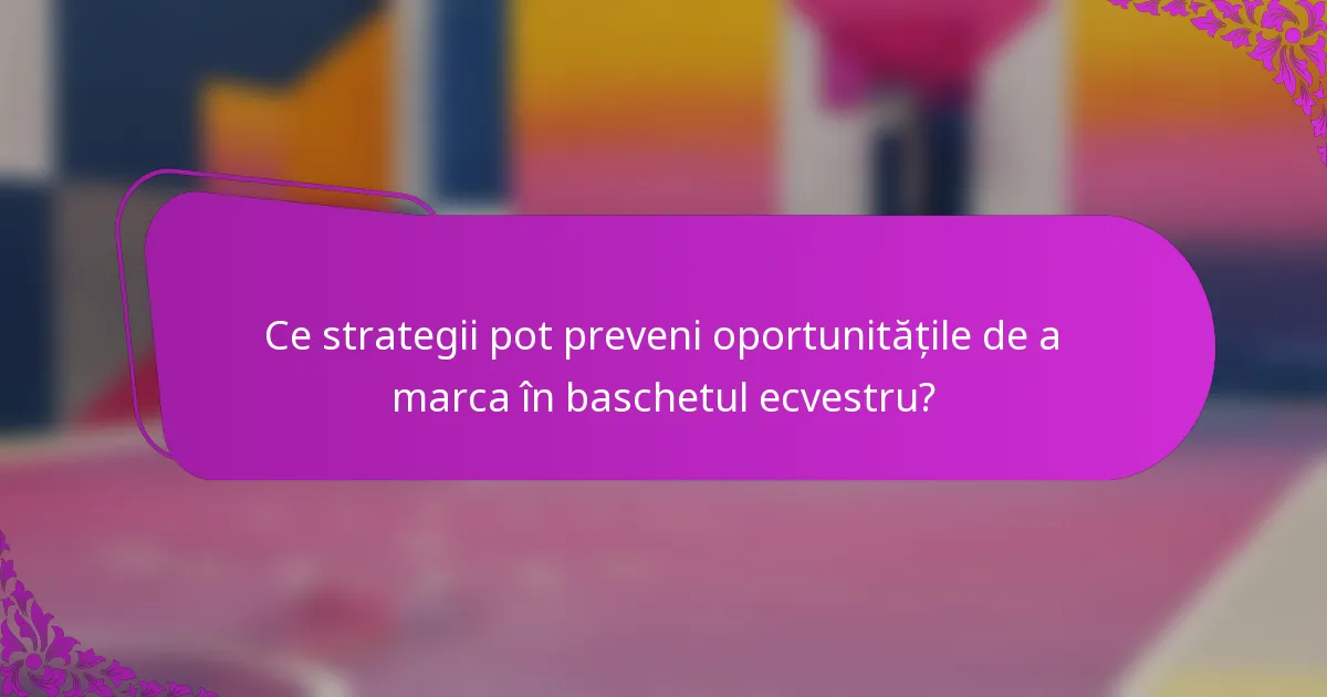 Ce strategii pot preveni oportunitățile de a marca în baschetul ecvestru?