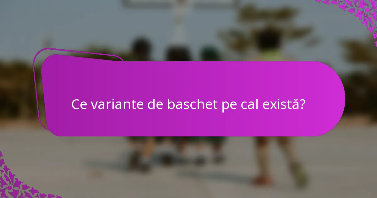 Ce variante de baschet pe cal există?