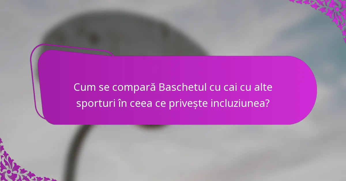 Cum se compară Baschetul cu cai cu alte sporturi în ceea ce privește incluziunea?
